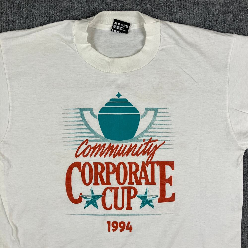 Fruit of the Loom T-Shirt Mens Size L White Community Corporate Cup 1994 USA